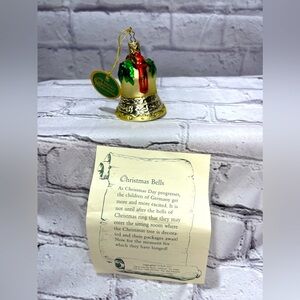 Inge Glas Christmas Heirloom Glass Bell Ornament Snow 1989 1st in Collection